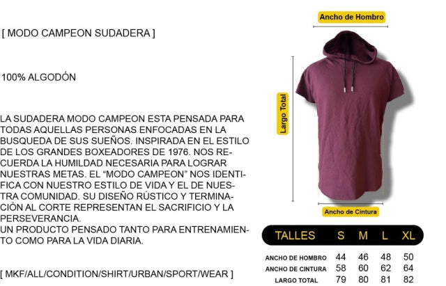 Sudadera Modo Campeón GUINDA